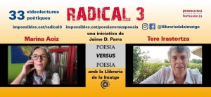 Con Tere Irastortza en la vídeo lectura poética de RADICAL 3, septiembre de 2022