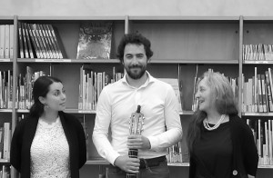 Ángela Irañeta, Javier Adot y Marina Aoiz en la Biblioteca de Tafalla, 2022